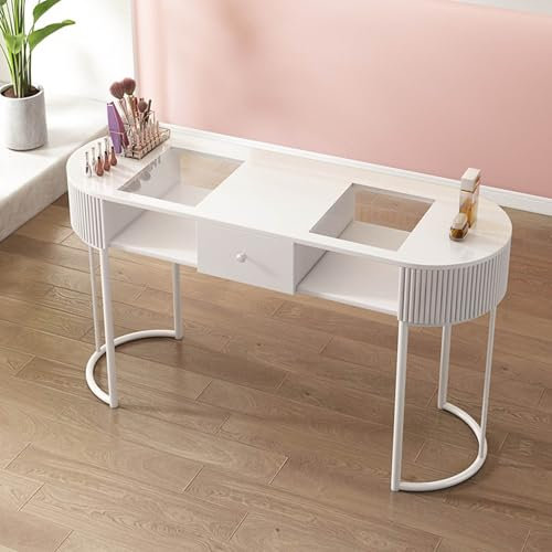 Modern Wooden Nail Tech Desk with Drawers and Storage Cabinet Professional Manicure Table for Nail Artists at Home Spa Salon