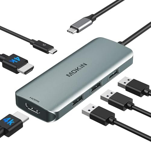 Docking Station USB C to Dual HDMI Adapter, USB C Hub Dual HDMI Monitors for Windows,USBC Adapter with DualHDMI,3 USB Port,PD Compatible for Dell XPS 13/15, Lenovo Yoga,etc