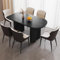 Guyii Schwarzer Esstisch mit 6 Stühlen, modernes Design, platzsparend und elegant, ideal für Esszimmer, Küche, kleine Räume, für 4-6 Personen, hochwertige Verarbeitung (1 Tisch und 6 Stühle)