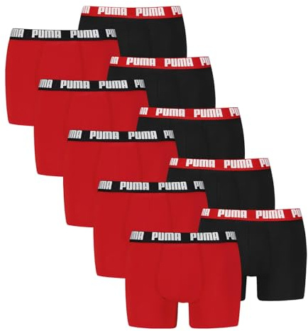 PUMA Herren Boxer Boxershorts Shorts Unterhosen Comfort Stretch 10er Pack, Wäschegröße:2XL, Artikel:-011 red/Black