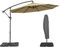 Outsunny 3(m) Garden Banana Parasol Cantilever Umbrella with Crank Handle, Cross Base, Weights and Cover for Outdoor, Hanging Sun Shade, Sand