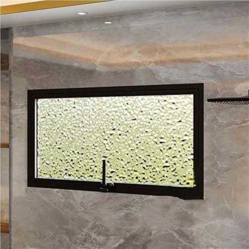 Finestra scorrevole rettangolare, vetro temperato incorporato, finestra con maniglia, finestra del seminterrato per bagno, cucina, soggiorno (nero, 60 x 40 cm)