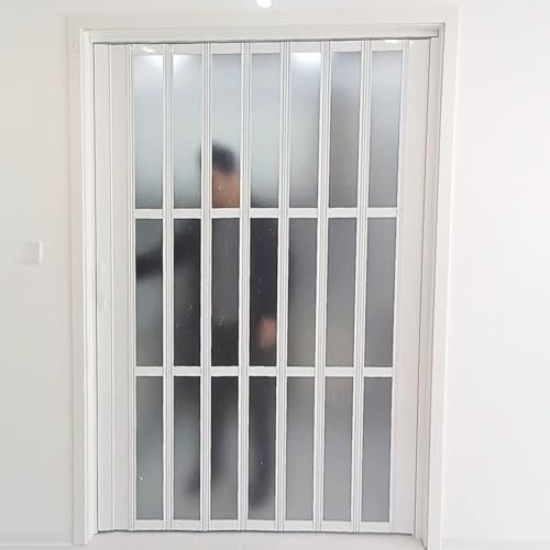 RENLXFI Falttür Falttüren Extra Breite Falttür In Sondergröße, 220 cm Lang, Mit Aluminiumrahmen Und Mattiertem Acrylglas, Für Badezimmer, Büro, Loft, Speisekammer(185x220cm/72.8x86.6in)