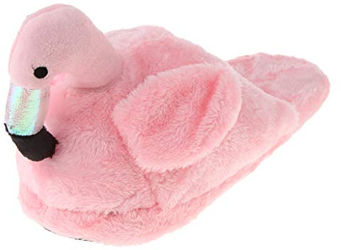 OEUVREBY Pantofole calde in morbido peluche con fenicottero per casa e interni, idea regalo, Mezze Pantofole Rosa, Medium