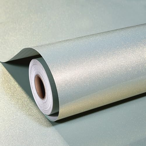 ReWallpaper Klebefolie Glitzer Hellgrau Glänzend Möbelfolie Selbstklebend Glitzer Dicke Hellblau Dekorfolie für Kühlschrank Handwerk 40CMx3M Klebetapete Selbstklebend Wand Bad Küche Abwaschbar