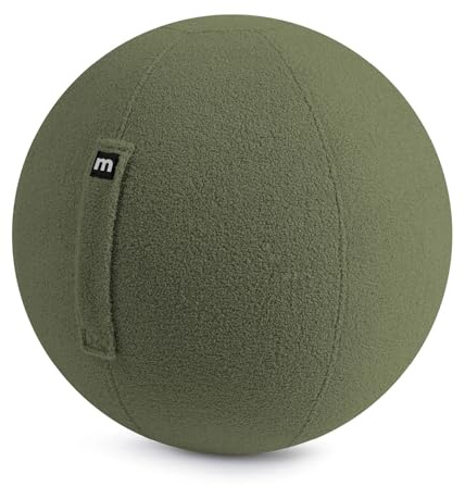 mokebo ergonomischer Sitzball 'Der Runde' mit Pumpe, Pezziball, Yogaball oder Gymnastikball mit Teddybezug, 65cm Breite, Bürostuhl Alternative für Zuhause & Büro in Waldgrün