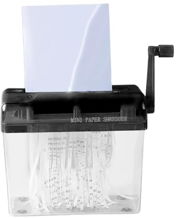 yakermur Piccolo trituratore da scrivania, tagliacarte per documenti, macchina compatta per cancelleria, note, carte di credito, ricevute, bollette, lettere, studenti, ufficio, scuola