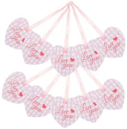 BATHVEVE 20 Stück Herzförmige Kleiner Notizkarten aus Papier mit Rosa Band Geschenkanhänger für Valentinstag und Geburtstage Weiße Grußkarten für Besondere Anlässe