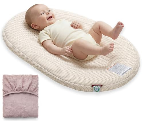 Momcozy babybo för nyfödda – ventilerande babynest med avtagbart överdrag, bärbar babylounger för bindande moment, 820 g lätt, OEKO-TEX-certifierad