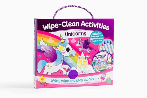 Bookoli – Wipe-Clean Activities: Unicorns – Reusable Early Learning Activity Pack for Age 3+ with Play Mats, Wipe-Clean Pens, Puzzles & Pen Control Practice