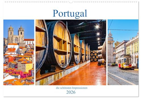 Portugal - die schönsten Impressionen (Wandkalender 2026 DIN A2 quer), CALVENDO Monatskalender: Portugal ist ein traumhaftes Land im Süden Europas auf der Iberischen Halbinsel. (CALVENDO Orte)