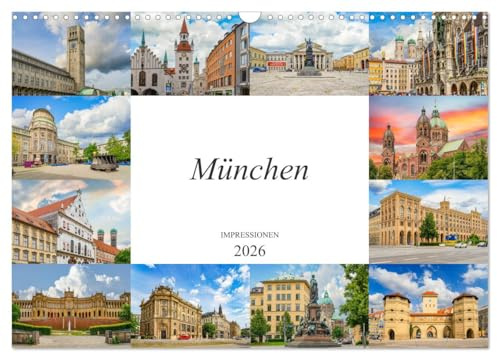 München Impressionen (Wandkalender 2026 DIN A3 quer), CALVENDO Monatskalender: Zwölf wunderschöne Bilder der bezaubernden Landeshauptstadt München (CALVENDO Orte)