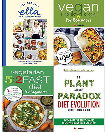Deliciously ella the plant based cookbook [hardcover], vegan cookbook for beginners, vegetarian 5 2 fast diet and anomaly paradox 4 books collection set