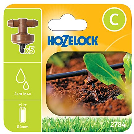 HOZELOCK - Micro Dripper Pressure Compensating ø 4 mm, In-Line : Self-regulating 4 LPH Dripper, Self-cleaning with Integrated Filter, Economical and Precise Watering, No Waste [2784P0000]