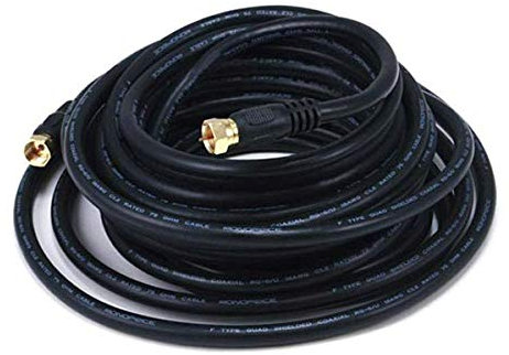 Monoprice 103033 25-Feet RG6 Quad Shield CL2 Coaxial Cable with F Type Connector - Black