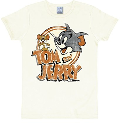 Logoshirt® Tom und Jerry Logo T-Shirt Damen & Herren | Offiziell lizenziertes Tom & Jerry Merchandise, kultiges Maus-und-Katze-Motiv, 100% Baumwolle, Frontprint im Retro-Stil