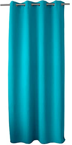 ED ENJOY HOME Rideau Occultant avec Œillets argentés, Bleu Turquoise, 140x240cm, 100% Polyester, Tissu Certifié Oeko-TEX, Collection Réglisse