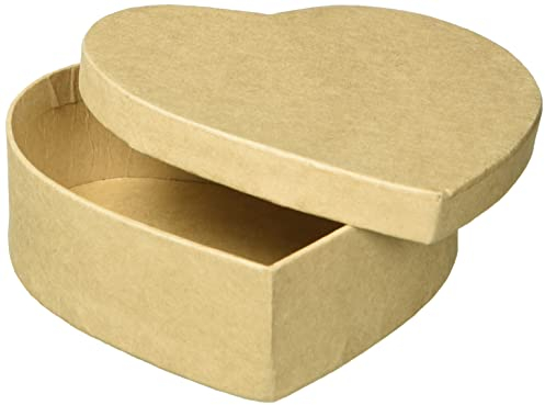 GLOREX Herz-Box, Pappe, Natur, 12 x 12 x 3,8 cm