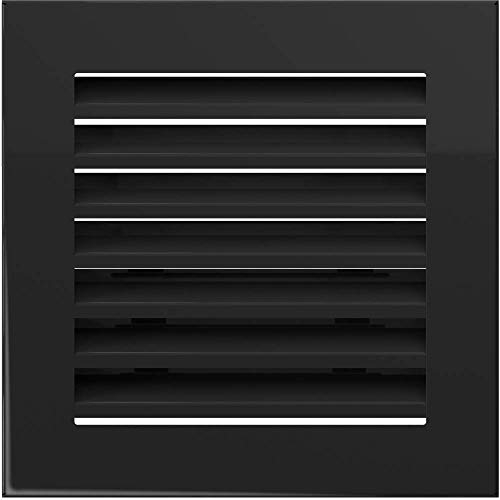 Rejilla de ventilación KRATKI Fresh | 17 x 17 cm | Negro | Rejilla de Aire Caliente con Lamas de Acero | Rejilla de Escape para ventilación de chimeneas | para Cada Tipo de Interior