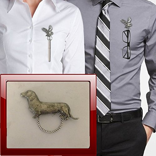 Porte-broche en forme de teckel PP-D24 pour lunettes, stylo, carte d'identité, bijoux en étain