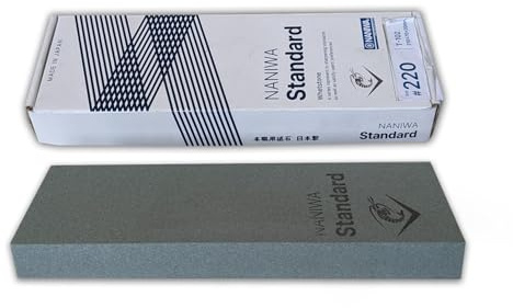 Sanelli Ambrogio, Naniwa Traditional Stone, professioneller Messerschärfer, grobe Körnung #220, ideal zum Korrigieren von gebrochenen Klingen, mit glasiertem Bindemittel, tauchfähig, hergestellt in