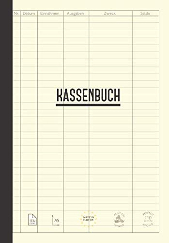 Kassenbuch: Einfaches Kassenbuch | Einnahmen - Ausgaben | DIN A5 | 110 Seiten | Robustes Softcover | Klebebindung