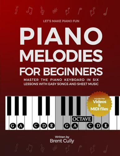 Piano Melodies For Beginners: Master the Piano Keyboard in Six Lessons with Easy Songs and Sheet Music (Includes Free Videos & MIDI Files)