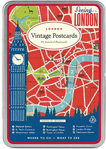 Cavallini – Carte Postale – London – Dose mit 18 Postkarten – 9 Designs / 2 pro Design