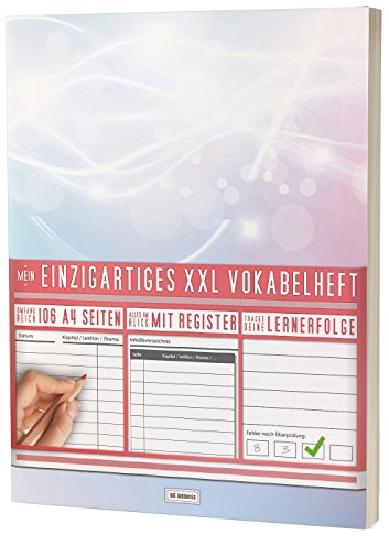 Mein Vokabelheft / 100+ Seiten, 2 Spalten, Register / Lernerfolge auf jeder Seite zum Abhaken / PR101 Lichtblitze / DIN A4 Softcover