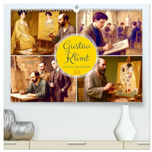 Gustav Klimt. Sein Leben, seine Kunstwerke (hochwertiger Premium Wandkalender 2026 DIN A2 quer), Kunstdruck in Hochglanz: Ein wahrer Augenschmaus des Jugendstils! (CALVENDO Kunst)