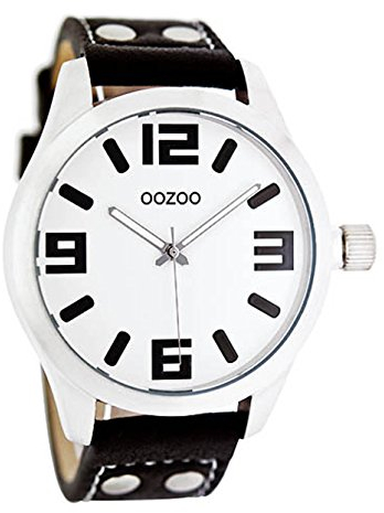 Oozoo JR158 Damenuhr mit Lederarmband, Streifen