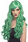 Smiffys Parrucca da donna desiderosa, verde,lunga, riccia con frangetta