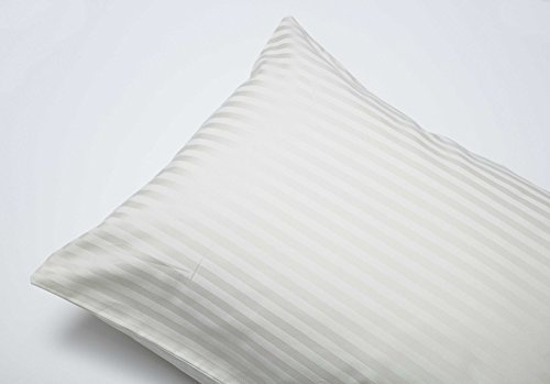 Belledorm Hotel Suite Satin Stripe Housewife Pillowcase Pairs, Ivory, Housewife