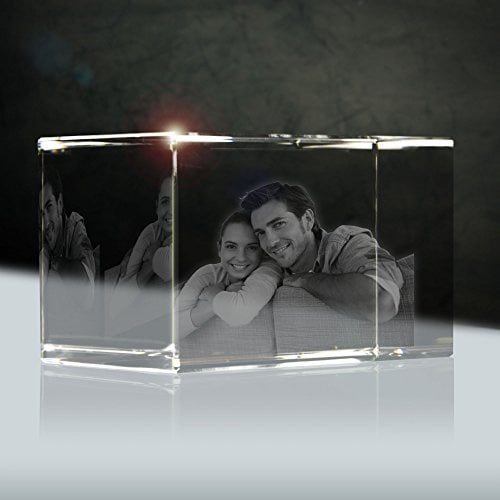 3Dglas Glas Porträt von beliebigen Fotos (2D)| Größe: 80x50x50mm (small) | Form: Quader