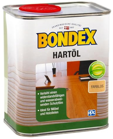 Bondex 352503 Hartöl farblos 0,75 L für 10,5 m² - Abriebfestes Holzöl, Hoch Belastbares Holzpflegeöl, Tiefenschutz, Natürliche Rohstoffe