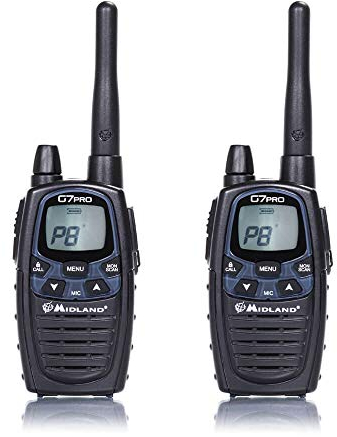 Midland - Ricetrasmittente PMR446 2 Unità, 8 Ingressi, Vibra-Call, CTCSS, Vox, SCAN, DW, Nero, Professionale, Lavoratori Edili, Appassionati Outdoor, Radio