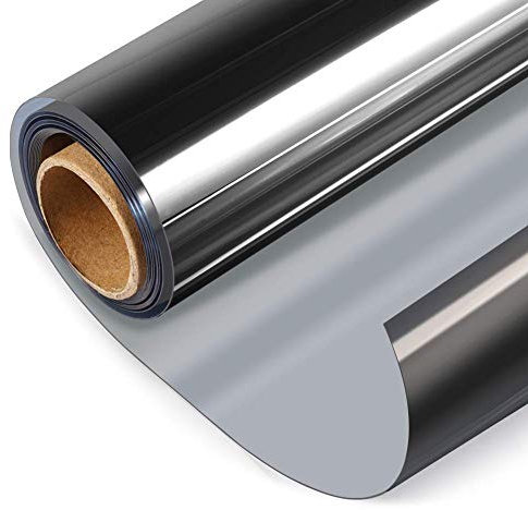 HIDBEA Film de fenêtre miroir sans tain, film teinté réfléchissant statique sans colle, protection de l'intimité en journée, contrôle de la chaleur, pour la maison et le bureau, noir argenté, 90 x 200