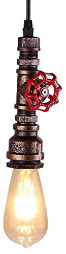 KAWELL Retro Industrielle Pendelleuchte Wasserrohr Konleuchter Vintage Hängelampe Art Deco Eisen E27 Base 60W Max für Loft Cafe Bar Restaurant Küche