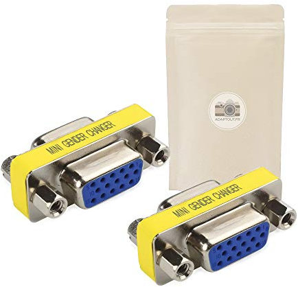 Adaptout X2 Coupleur I VGA SVGA Prise Femelle - Femelle Adaptateur Connecteur 15 Broches Rallonge Extension Prolongateur Video Marque Française
