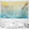 ABAKUHAUS Kunst Wandteppich und Tagesdecke, Oriental Bäume Thai-Design aus Weiches Mikrofaser Stoff Waschbar ohne Verblassen Digitaldruck, 230 x 140 cm, Gelb