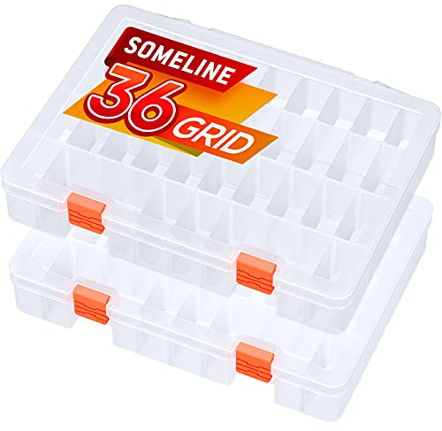 SOMELINE Sortimentskasten mit 36 Fächern | Stabile Sortierbox für Schrauben, Kleinteile, Klein- und Nähutensilien | Perfekte Aufbewahrungsbox für Nägel und Schrauben | Maße: 25,2x19x4cm | 2 Stück
