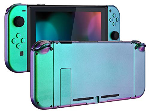 eXtremeRate Carcasa para Nintendo Switch Funda Protector para Nintendo Switch Consola Joycons Control Accesorios Shell Placa de reemplazo con Botones(Verde a Violeta)