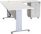 Furni24 Schreibtisch Winkelschreibtisch, Eckschreibtisch, Moderner Bürotisch Computertisch mit großer Arbeitsfläche, Bürotisch, PC Tisch, Dona Grau 180x120x74cm inkl.Beistellcontainer rechts gewinkelt