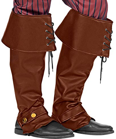W WIDMANN MILANO Party Fashion 09816 - Stiefelüberzieher, Braun, in Lederoptik, Kostümzubehör, Accessoire, Pirat, Seeräuber, Karneval, Mottoparty