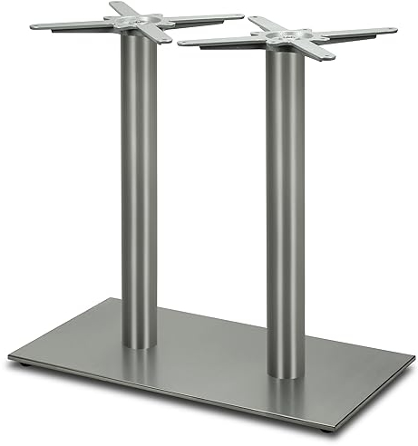 Dublino Doppel-Tischgestell Tischbein Edelstahl | Premium | PD7091inox | INOX | Esstisch | Höhe 73 cm | 31 kg | Bodenplatte 75x40 cm | max. Tischplattengröße 160x80 cm