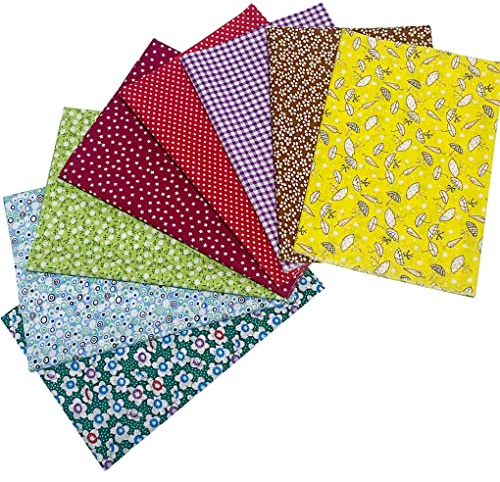 Jukway 8 Stück Baumwollstoff Meterware 50 x 50 cm Patchwork Stoffpaket Baumwolle Stoffreste DIY Baumwolltuch mit vielfältigen Mustern Stoffe zum Nähen Quilten Dekoration Handwerken (Mehrfarbig)