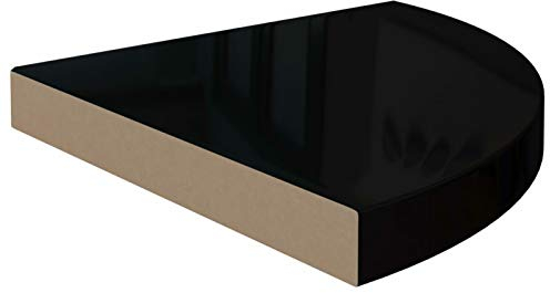 Tidyard Eck Schweberegal Wandregal Eckregalen Regal Wandboard Buchregal Hängeregal DVD CD Regal für Dekos, Wohnzimmer, Schlafzimmer und Büro Hochglanz-Schwarz 35x35x3,8 cm MDF