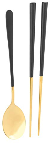 Coréen 2 Ensembles En Acier Inoxydable Baguettes Et Cuillère, Ensemble De Couverts De Baguettes Cuillères Vaisselle Portable Réutilisable Baguettes En Métal Pour Le Cuisine Maison Restaurant
