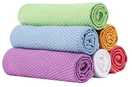 WERWER 5/10pcs Fish Scale Microfiber Polishing Cleaning Cloth Soft Microfiber Cleaning Towel Absorbable Glass Kitchen (Color : Small, Specification : 10pcs)