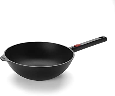 Woll Diamond Logic XR Wok- und Rührpfanne - Induktiv -, Ø 28 cm, 10 cm hoch, mit abnehmbarem Stiel - Geeignet für alle Herdarten, Aluminiumguss, Antihaft-Versiegelung, backofenfest, schwarz